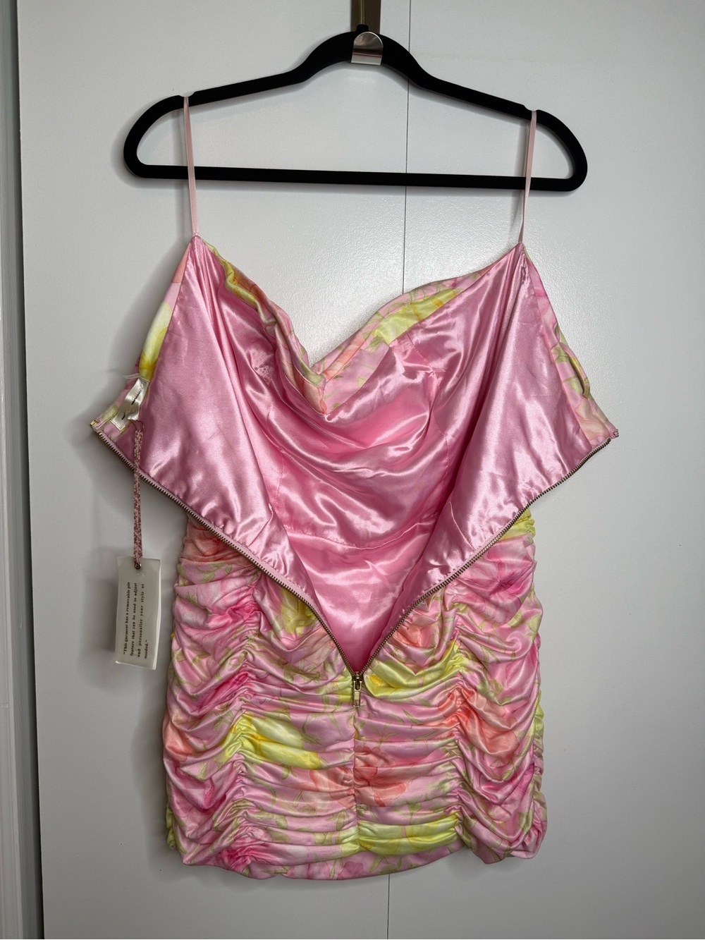 Loveshackfancy Nerra Mini Ruched Strapless Floral Pink Dress Size 8 - Picture 3 of 9